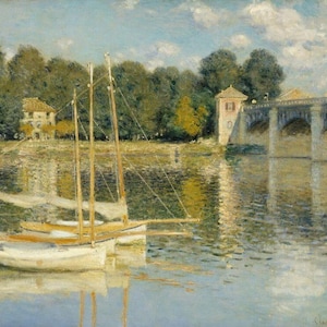 The Bridge at Argenteuil Claude Monet 1874 hand-painted oil reproduction, Paris seascape art French Impressionist art