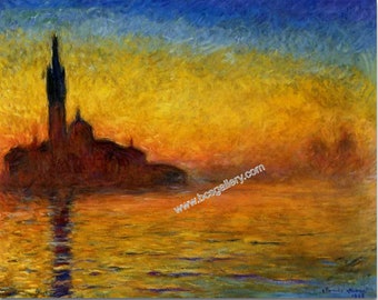 San Giorgio Maggiore by Twilight - Claude Monet Hand-painted Oil