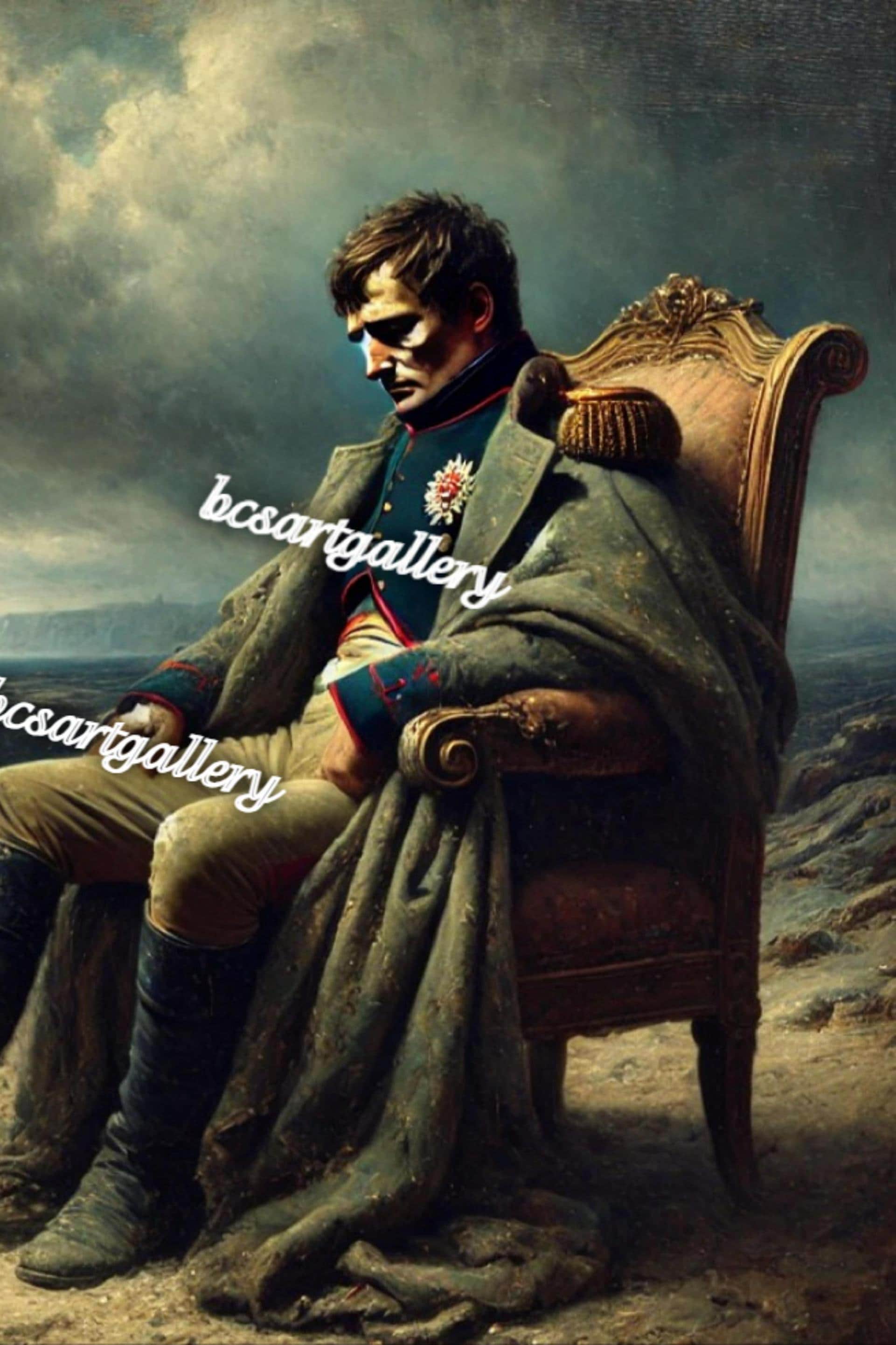 Napolean Sad Final Exile Defeated Napoleon on St. Helena Original Oil Painting on ...