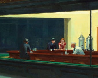 Edward Hopper - Nighthawks 1942 33x60in Museum Grade Hand