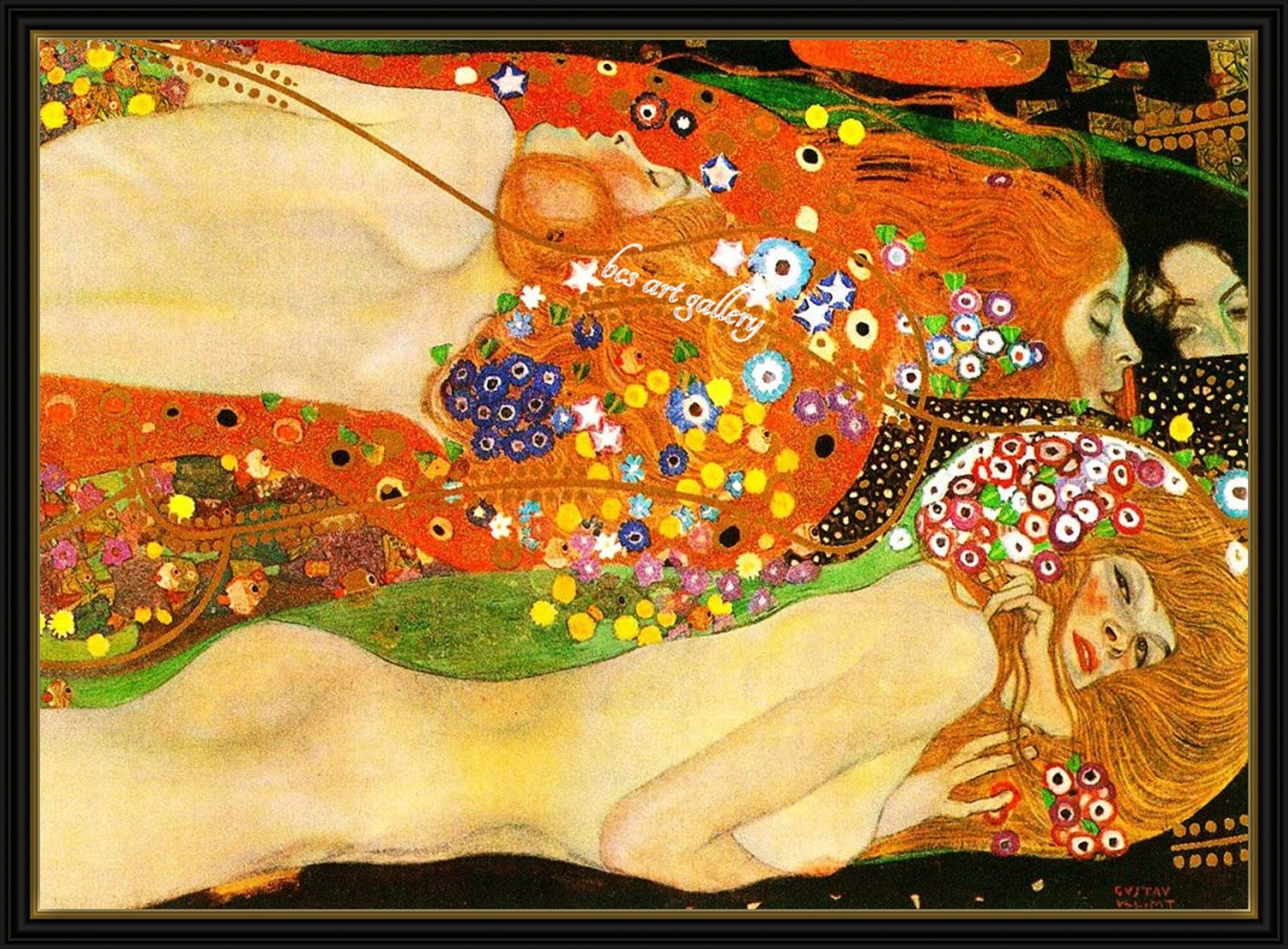 クリムト２点　接吻と水蛇の複製画 水の蛇 II グスタフ・クリムト手描きの油絵複製、最も高価なクリムトの