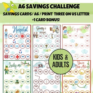 Kids And Adults Savings Challenge A6 Saving Tracker A6 Cash Envelope System Cash Stuffing A6 Money Challenge A6 Budget Binder for Kids