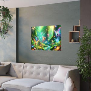 Poster, Enchanted Fairy Garden Satin Poster (210gsm), Enchanting Magical Art Print, Wall Decor, Home Decor, Gift for Fairy Lovers, Fairy