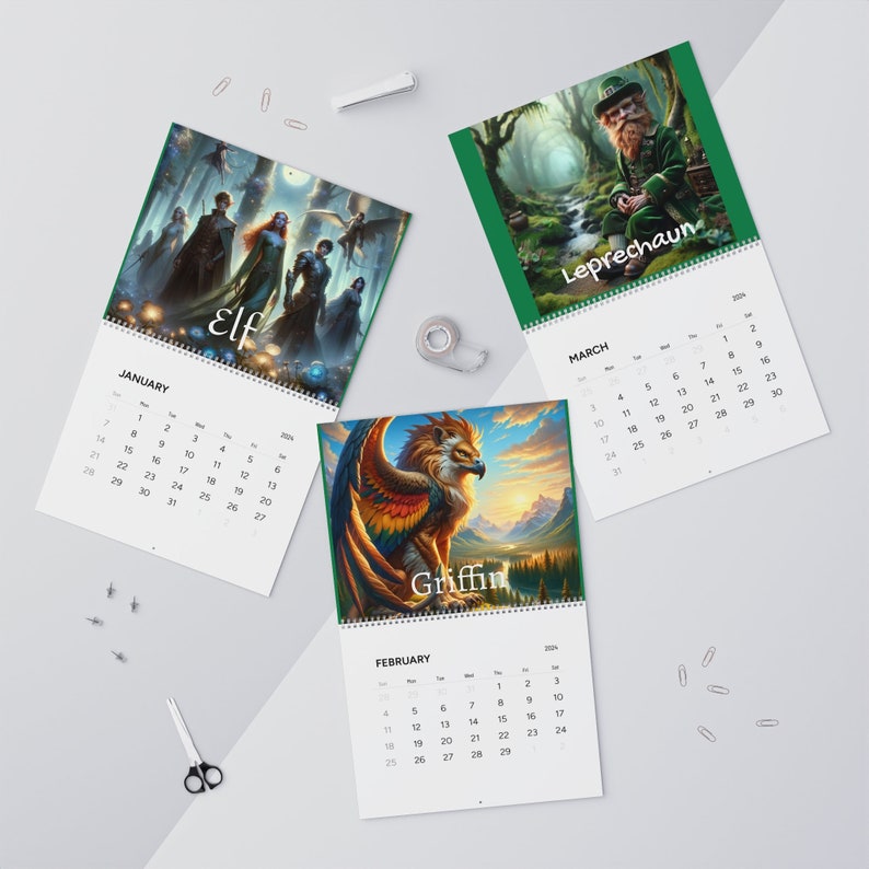 Mythical Beasts and Folklore Wall Calendars 2024 Etsy UK