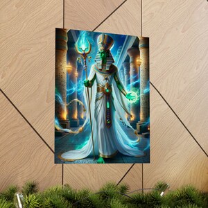 Osiris Egyptian God Poster, Vertical Wall Art for Spiritual Vibes, Devine Mystical Gift for Ancient Egyptian Mythology Lovers Egyptian Deity