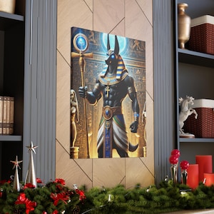 Egyptian God Anubis Canvas Gallery Wraps, Wall Art for Home Decor, Unique Gift for Ancient Mythology Lovers, Egyptian Themed Artwork