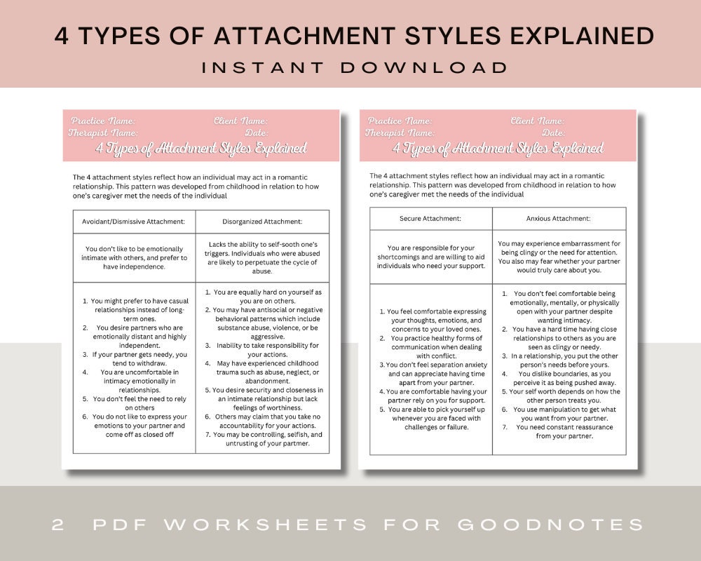 Understand the 4 Attachment Styles in Relationships Worksheet Learn