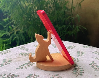 Joli téléphone, bloc-notes, support/support pour Kindle en bois pour animaux - Série Animal - Éléphant, chien, chat, cerf, lapin (lapin)