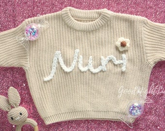 Custom Baby Sweater,Hand Embroidered Baby Name Sweater,Baby Jumpers With Name,Baby Naming Gift,Baby Shower Gift