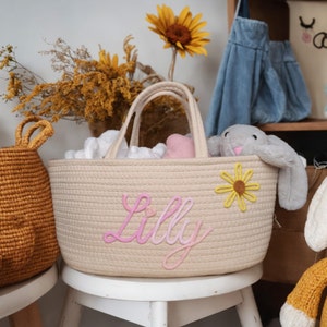 Personalisierte Baby Namen Windel Caddy Benutzerdefinierte Babykorb Personalisierte Korb Baby-Dusche Namensgeschenk Neugeborene Geschenk Name Korb Benutzerdefinierte Windeltasche