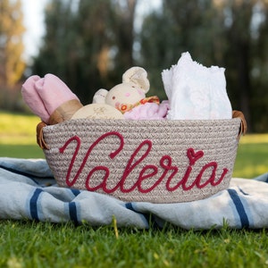 Benutzerdefinierte Babykorb, personalisierte Babyparty Geschenkkorb Seil Baumwollkorb, Baby-Geschenkkorb Spielzeugkorb Aufbewahrungskorb, Baby-Geschenkkorb