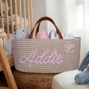 Personalisierte Baby Namen Windel Caddy Benutzerdefinierte Babykorb Personalisierte Korb Baby-Dusche Namensgeschenk Neugeborene Geschenk Name Korb Benutzerdefinierte Windeltasche