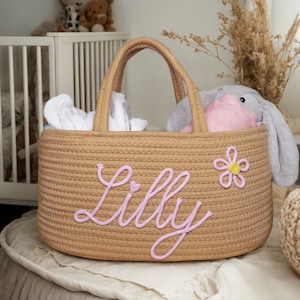Personalisierte Baby Namen Windel Caddy Benutzerdefinierte Babykorb Personalisierte Korb Baby-Dusche Namensgeschenk Neugeborene Geschenk Name Korb Benutzerdefinierte Windeltasche