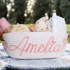 Personalisierter Babyparty-Geschenkkorb, individueller Windelkorb aus Baumwolle, Baby-Geschenkkorb, Spielzeugkorb, Aufbewahrungskorb, Babyzimmer-Dekoration