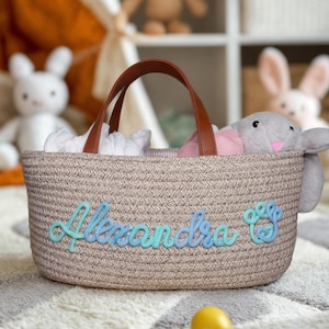 Personalisierte Baby Namen Windel Caddy Benutzerdefinierte Babykorb Personalisierte Korb Baby-Dusche Namensgeschenk Neugeborene Geschenk Name Korb Benutzerdefinierte Windeltasche