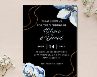 Editable Black Wedding Invitation Design