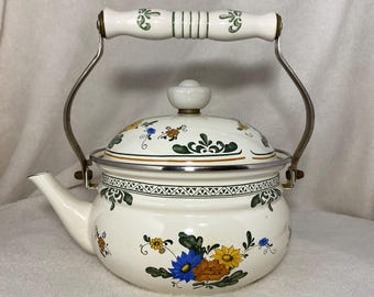 Vintage Enamel Kettle Teapot