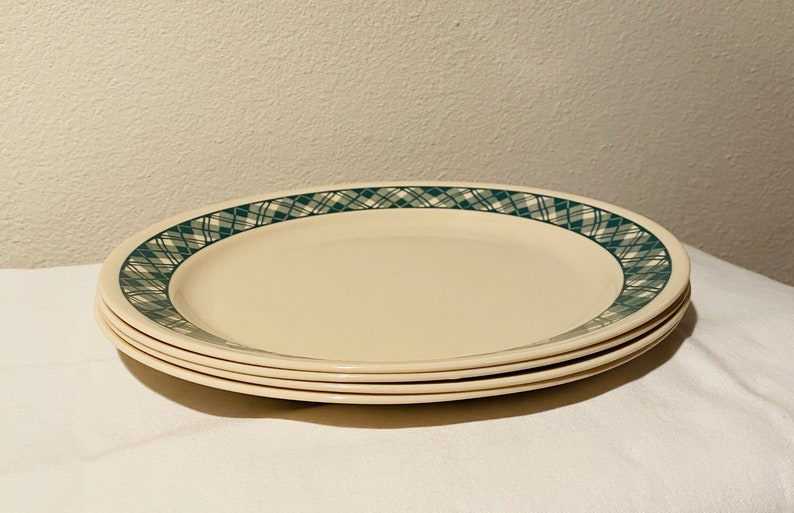 Corning Corelle Green Plaid Dinner Plates Set of 4 Etsy
