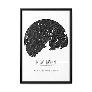 New Haven Karte, Wandkunst, Modernes Wohndekor, Geschenk für Umzugshelfer, Einzigartige Kunst für Zuhause
