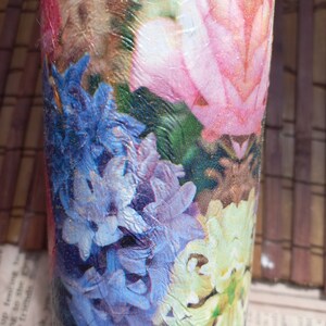 wine bottle*rose decoupage*bead decoration*cork stopper