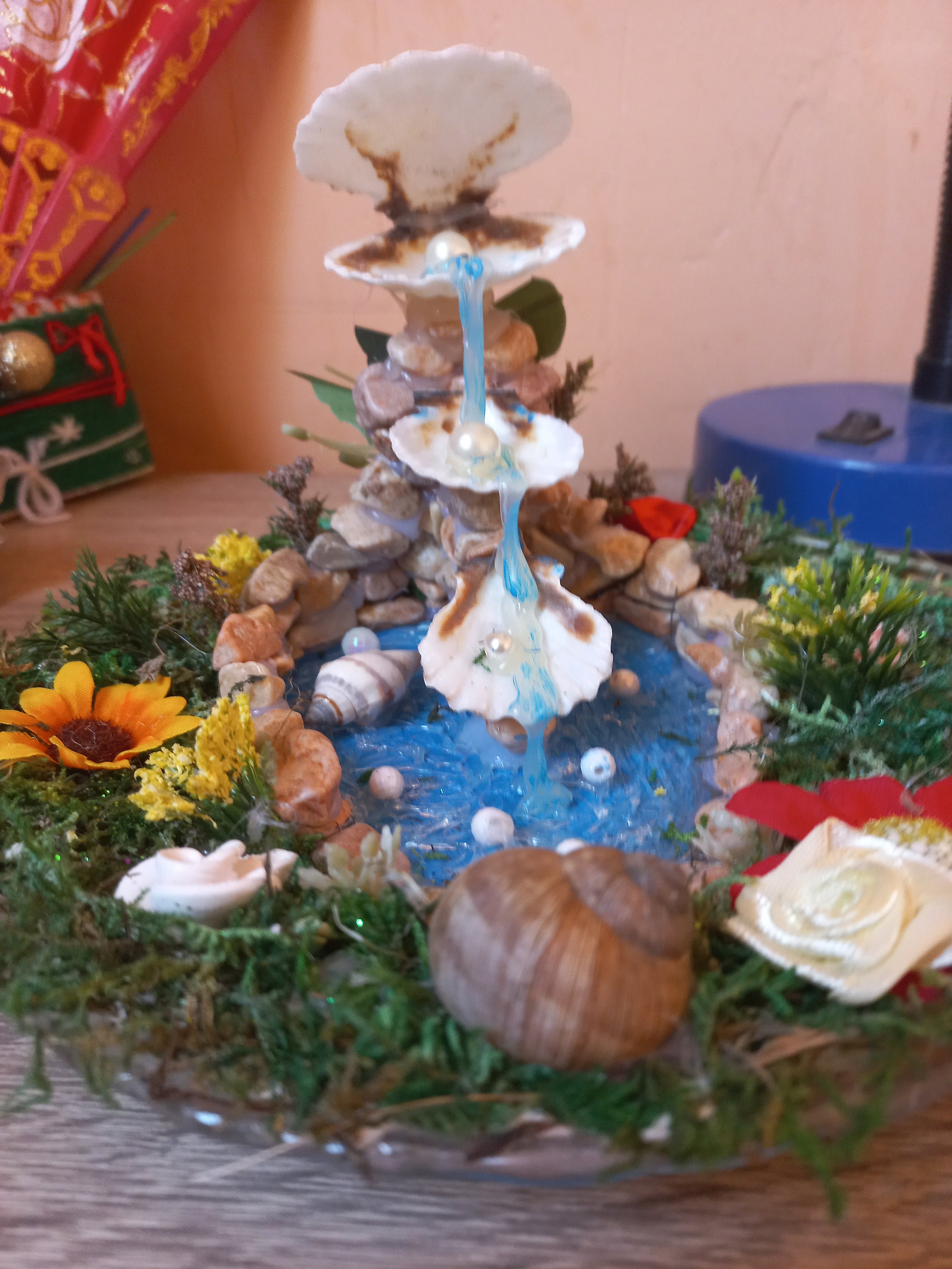 Water Pond Cascade, Seashell Waterfall, Clear Mug,seashell With Pearls ...