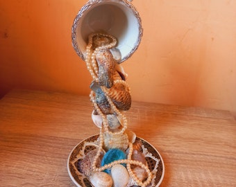 Seashell Waterfall, Beaded Necklace, Arabic Motif, Magic Cups