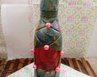 Decoupage Bottle/Small Bottle/Beautiful Roses/Celebration Bottle