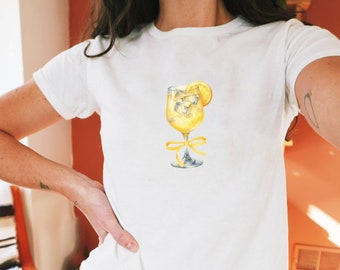 Limoncello Spritz Baby Tee Regalo per gli amanti del limoncello, T-shirt grafica retrò anni '90, Abbigliamento Coquette, Top ragazza aziendale, Abbigliamento Y2K