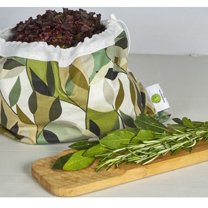 Salad bag raw vegetable bag cheese bag ham bag Laurier model in cotton and coated cotton image 2