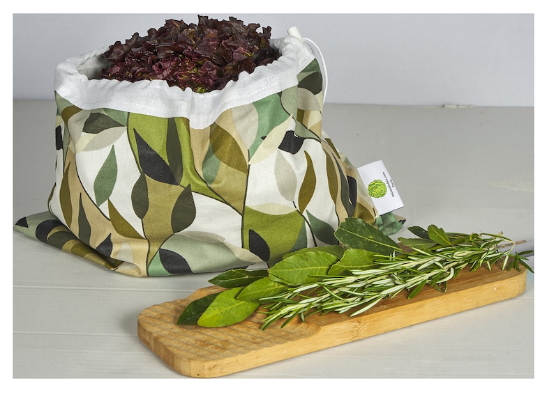 Salad bag raw vegetable bag cheese bag ham bag Laurier model in cotton and coated cotton image 2