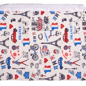 France Mon Paris model salad bag for raw vegetables, ham and cheese, in cotton and coated cotton