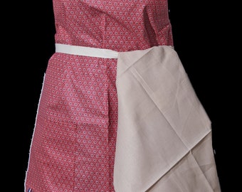 Kristo Rouge apron in coated cotton with drawstring and towel
