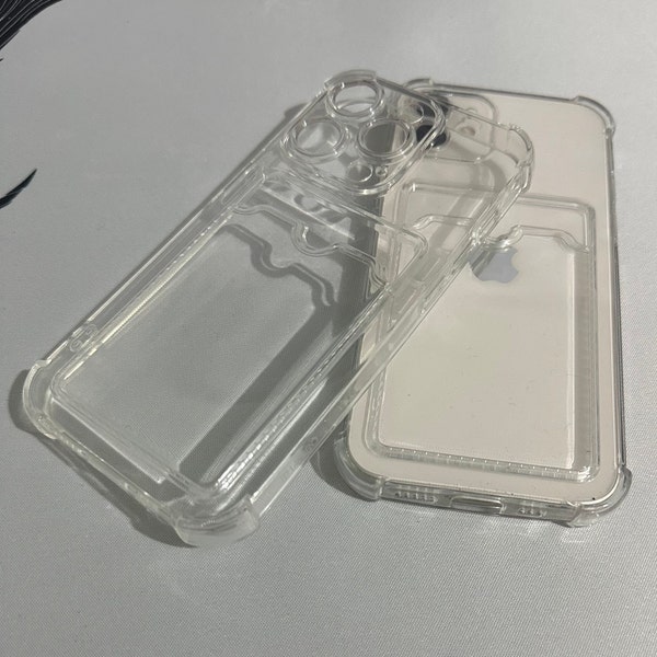 Clear Phone Case With Card Holder Slot For iPhone 12, 13, 14 All Versions