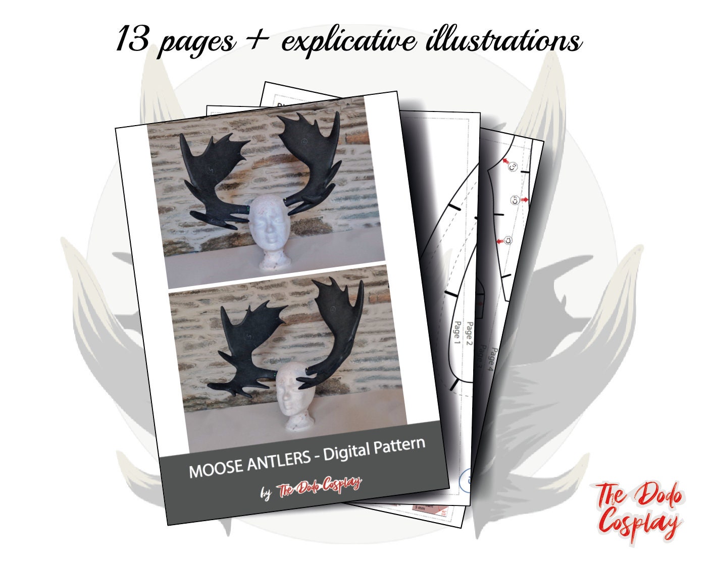 Moose Antlers Pattern | EVA Foam Cosplay PDF Pattern | A4 Digital ...