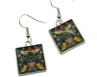 William Morris 'The Strawberry Thief' Silver Earrings