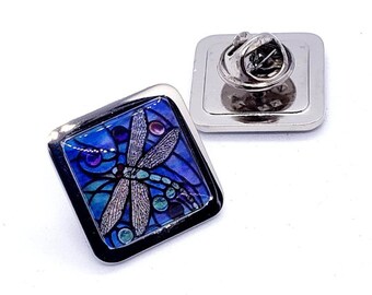 Stained Glass Dragonfly Pin Badge
