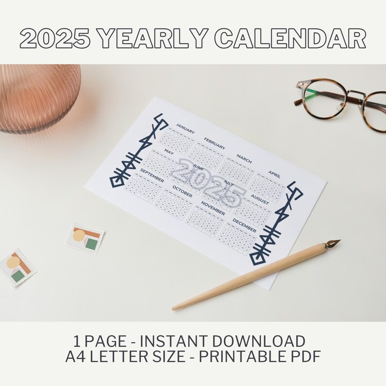 2025 Yearly Calendar With Magic Viking Runes Formula Design, A4 Letter ...