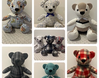 Keepsake Memory Bear Made From Your Clothes,Custom Handmade Animal, Remembrance Bear, Cuddly Sentimental Stuffed Plush Bear,Mothers Day Gift