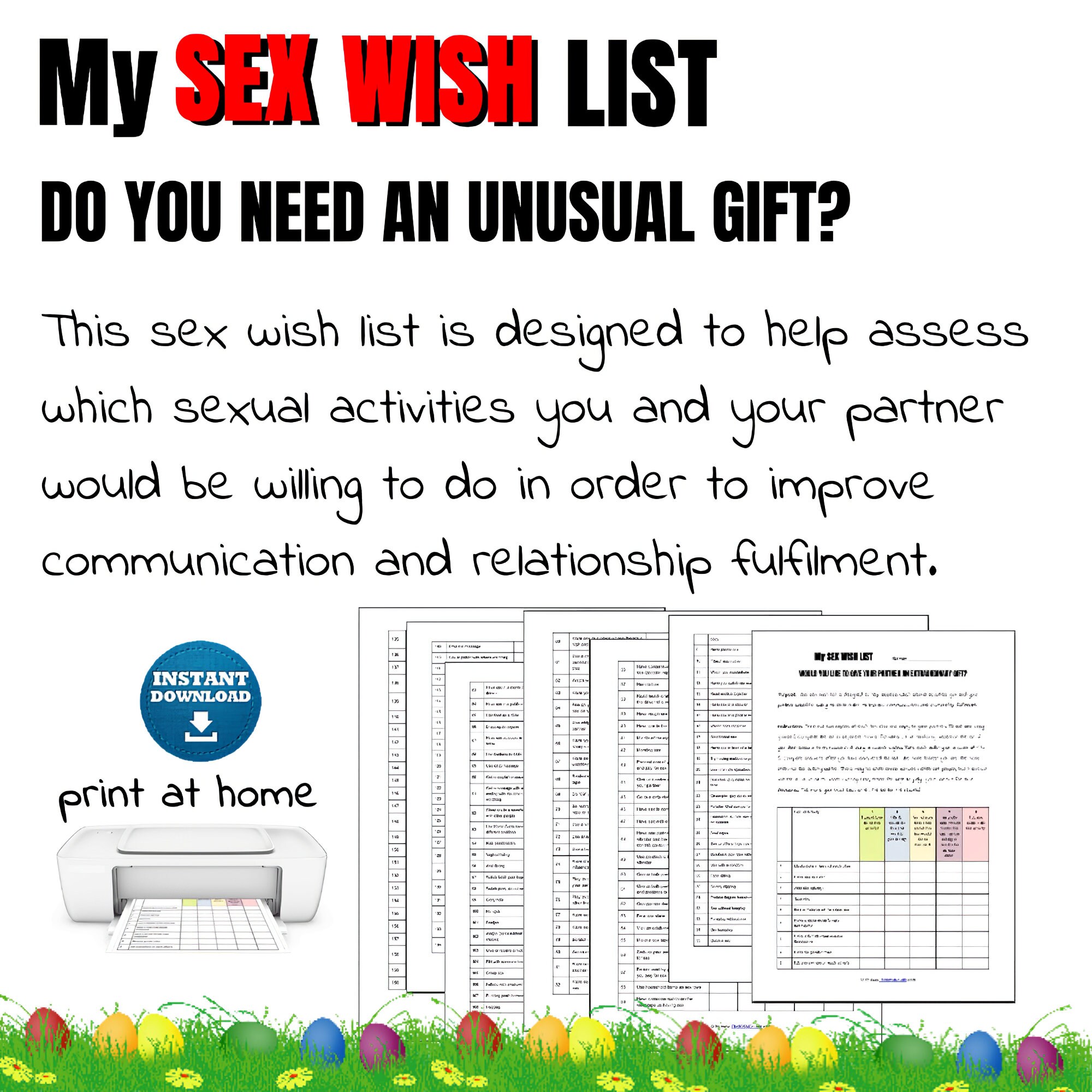 Easter Quick Gifts Sex Wish List for Men, Boys, Wifes & Couples Year