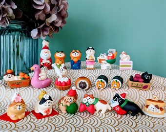 Authentic Japanese Kawaii Cat Figurines, Whimsical Home Decor