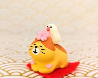 Figurine de chat Sakura en fleurs de cerisier - Poupée Kawaii Neko-San importée du Japon