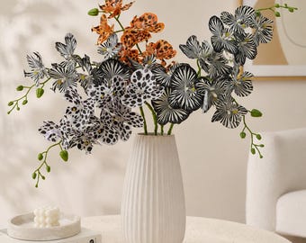 Real Touch Orchid Stem, 3D Spotted Orchid, Leopard Print Faux Phalaenopsis, Modern Vase Arrangement, Luxury Artificial Flowers, Home Decor