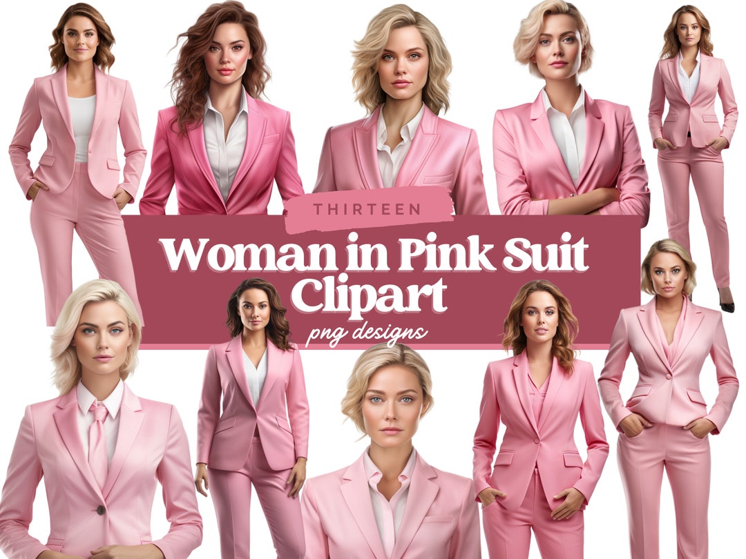 Woman in Pink Suit Clipart, Pink Boss Lady PNG, Work Clipart