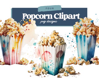Aquarell Popcorn Clipart, Popcorn Clipart PNG, digitale Clipart, Popcorn Clipart Bundle, kommerzielle Nutzung, Aquarell Popcorn Grafiken