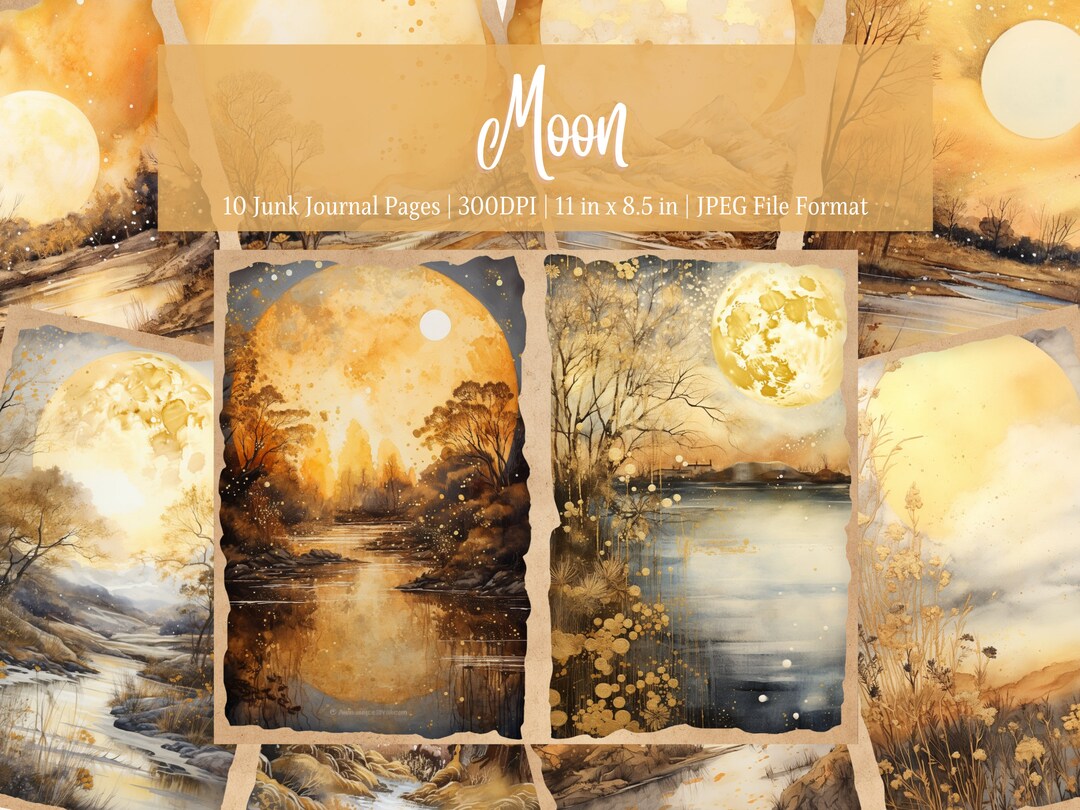 Moon Junk Journal Kit, Celestial Journal Pages, Starry Sky Digital ...