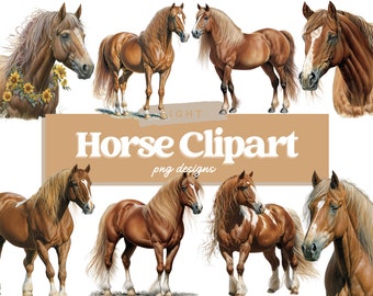 Horse PNG | Horse Clipart Set | Watercolor Horse Sublimation Designs | Western Clipart | Farm Animals PNG | Clipart Bundle
