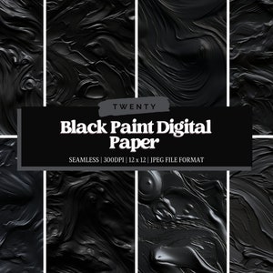 Black Paint Digital Paper, Black Digital Background, Paint JPG, Instant Download, Commercial Use, Swirl, Paint Textures, Seamless Paper