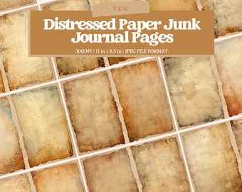Distressed Paper Junk Journal Pages, Vintage Junk Journal Kit, Junk Journal Printable Paper, Digital Collage Sheet, Instant Download, Crafts