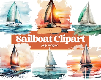 Aquarel zeilboot clipart, aquarel zeilboot PNG, aquarel zeilboot, commercieel gebruik, oceaan clipart, zeilboot afbeelding, digitale download