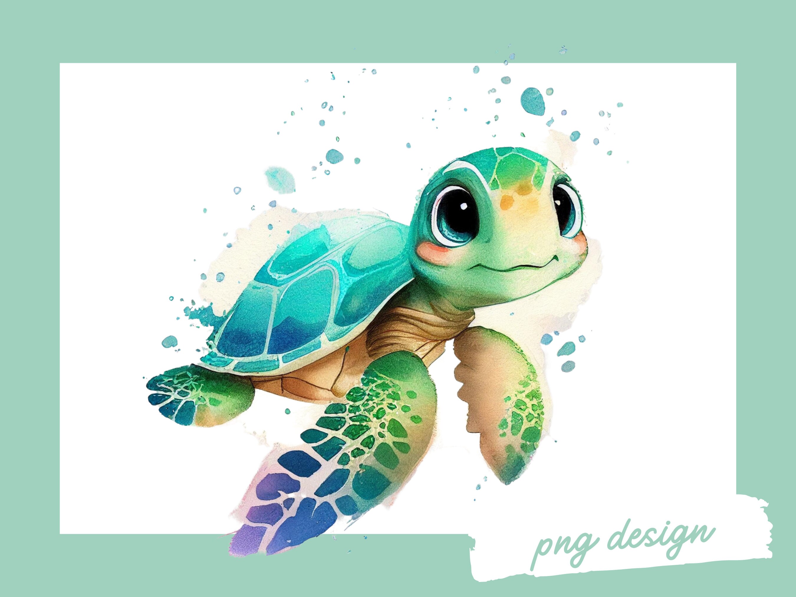 Turtle Clipart Fish Clipart Watercolor Fish Under the Sea - Etsy
